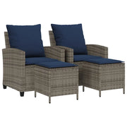 Set Divani da Giardino 4 pz con Cuscini in Polyrattan Grigio CFW7811435