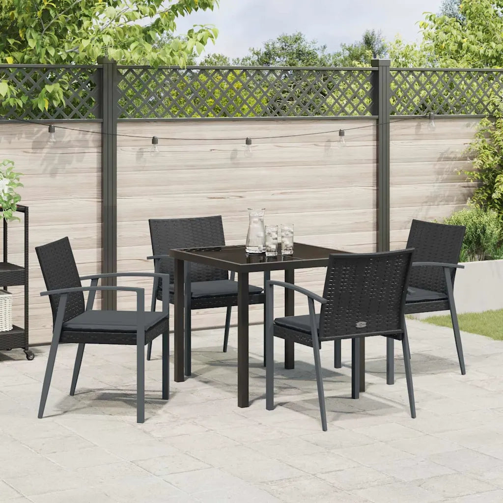Set da Pranzo per Giardino 5 pcs Nero e Grigio Rattan in PE 3379066