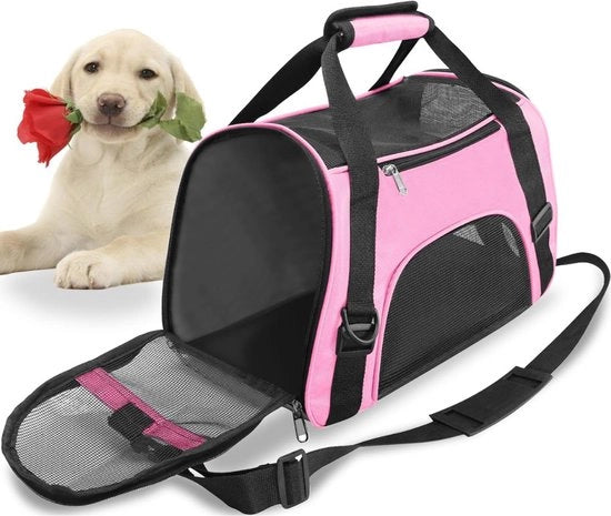 Carrietta per animali domestici, trasportabili, per gatti, cani, conigli, hamster, morbido, laterale, con cinghia a spalla (M - 47 x 30 x 23 cm, per max 5 kg, blu)