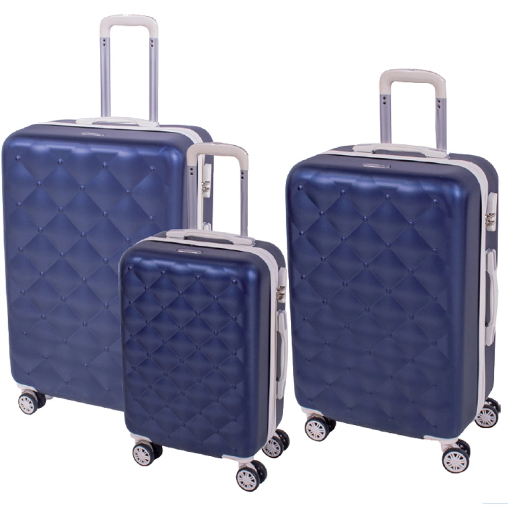 Set 3 Valigie Rigide con Ruote Easy Roll Trolley Bagaglio a Mano Viaggio Blu