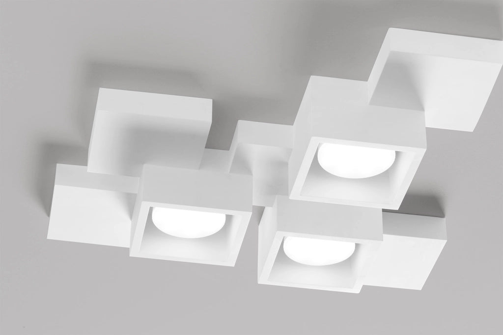 SIDE lampada da Soffitto 3 Luci Cubo LM attacco GX53 in gesso bianco