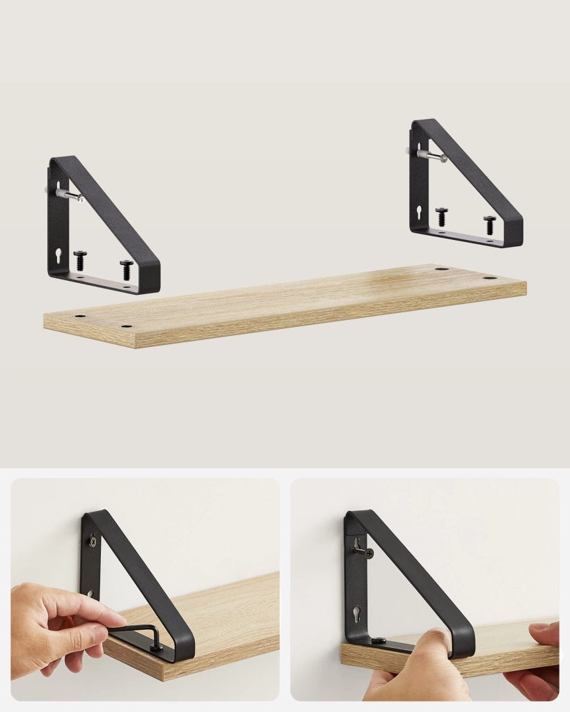 Set di 3 mensole da parete Valora - Rovere Sonoma con cornice nera