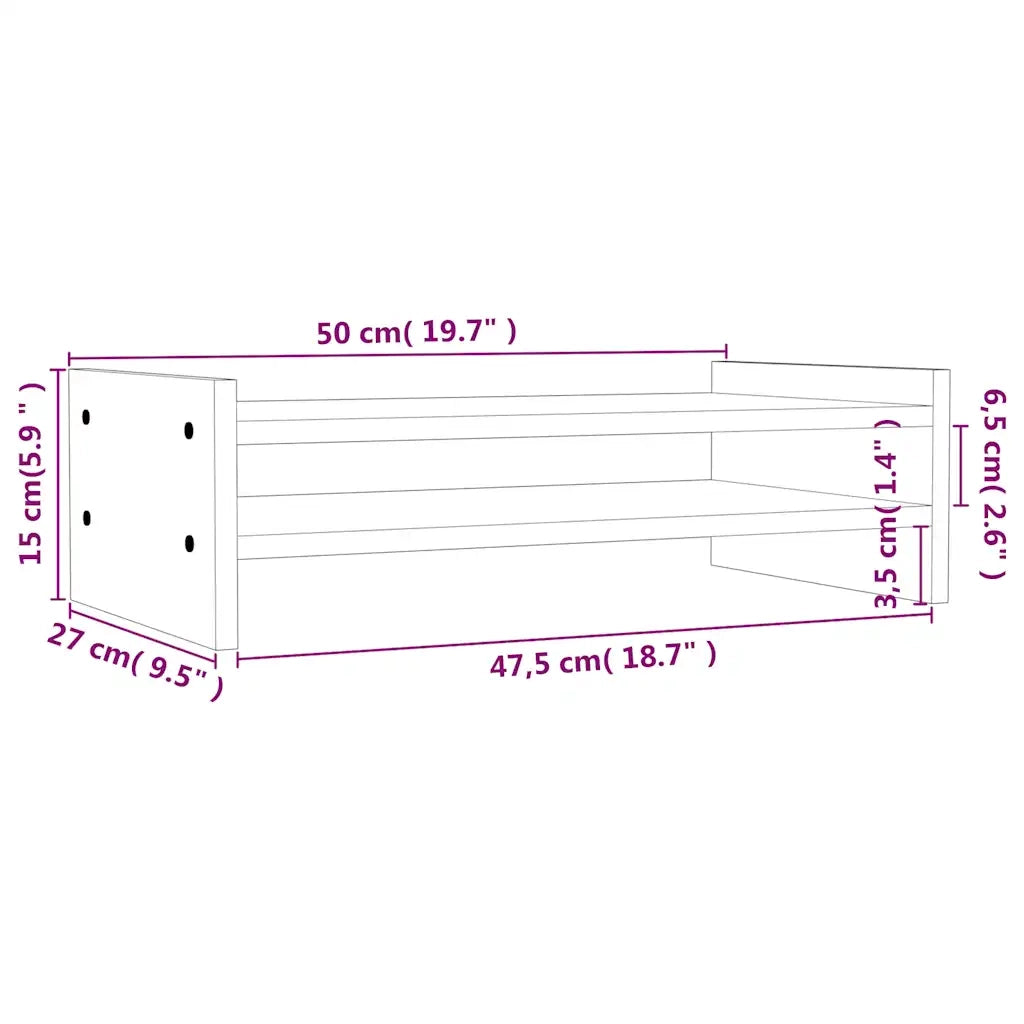 Supporto per Monitor 50x27x15 cm in Legno Massello di Pino 814019