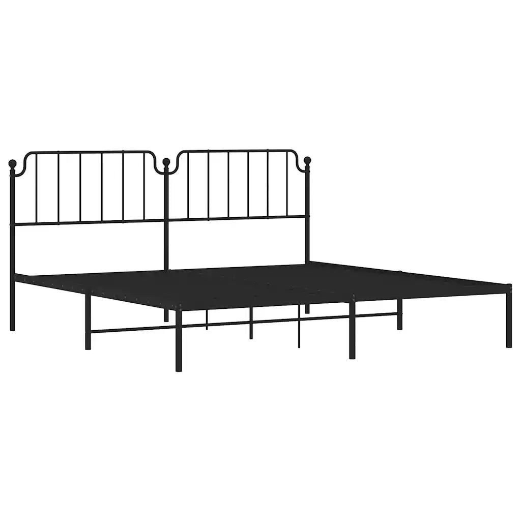 Letto matrimoniale | Letto per adulti | Giroletto con Testiera in Metallo Nero 193x203 cm