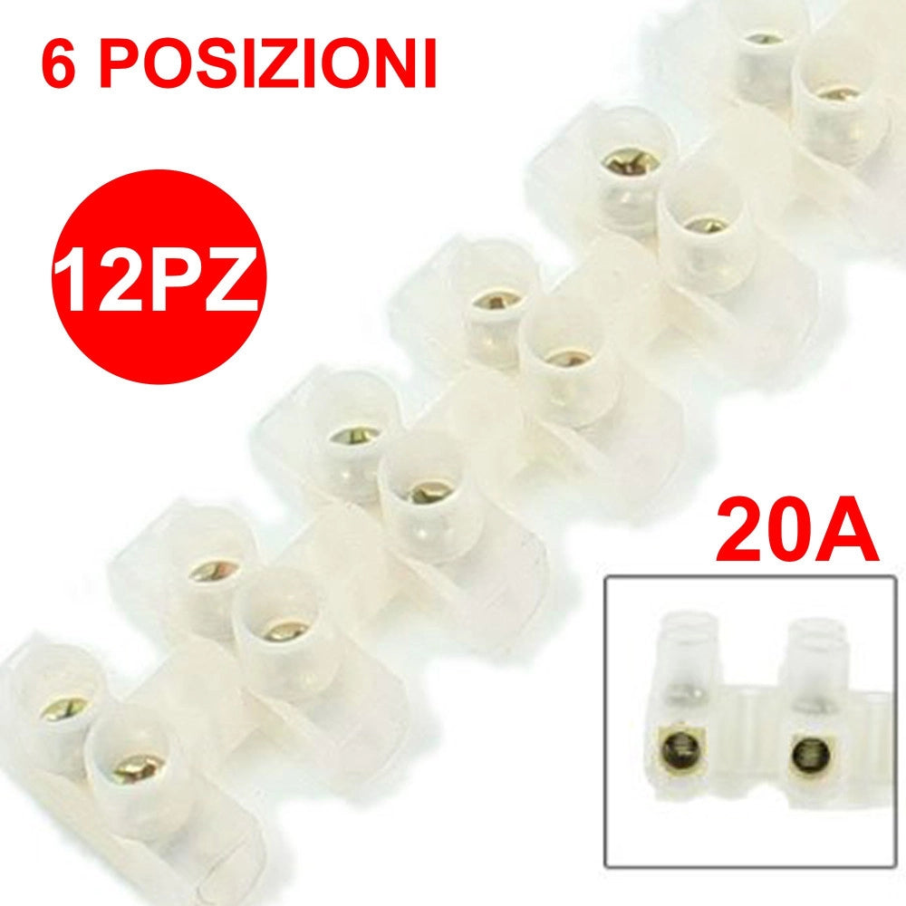 Trade Shop - Terminal Block Connettore Terminali Morsetti Per Cavi Elettrici 6 Posizioni 20 A -