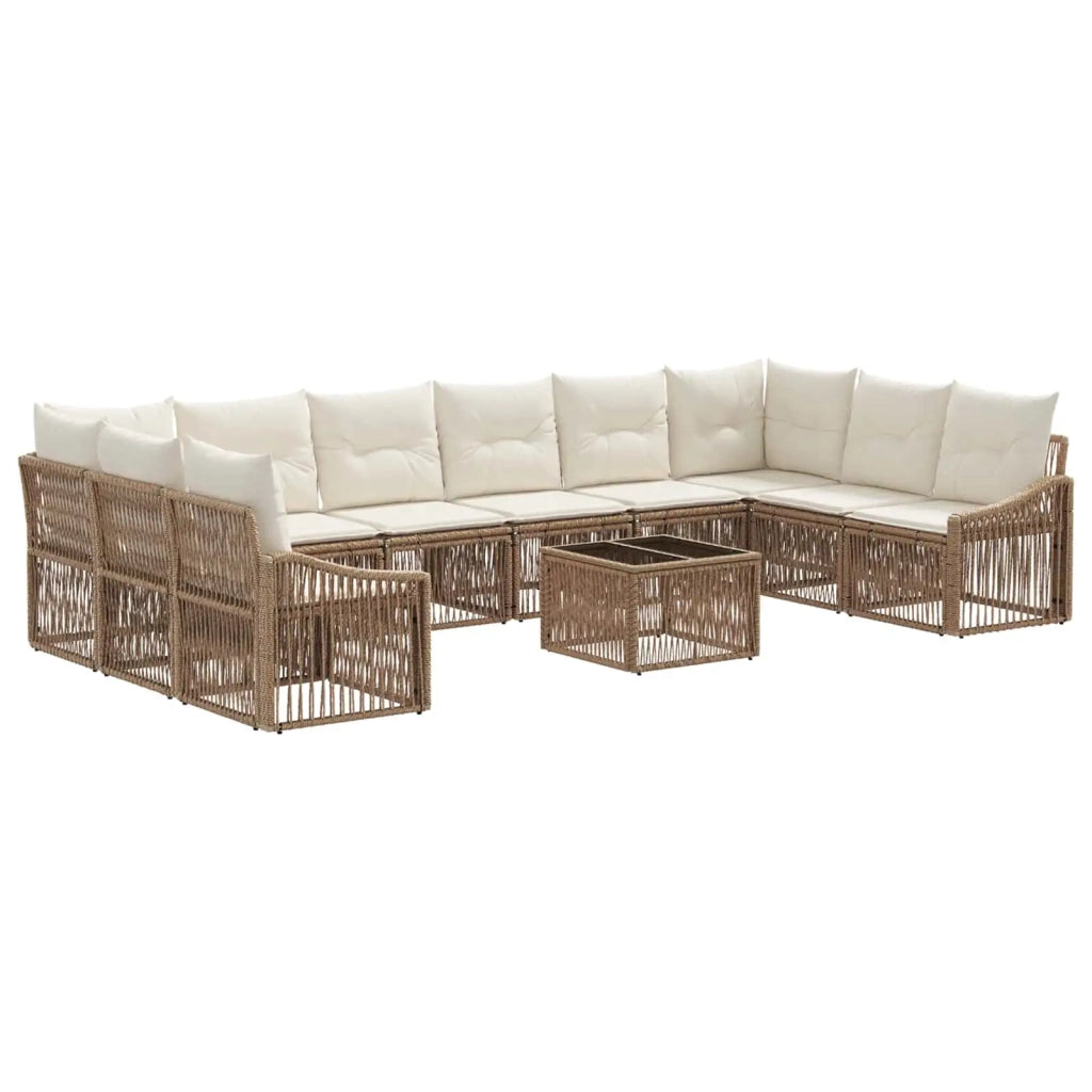 Set Divano da Giardino 11 pcs Beige polyrattan