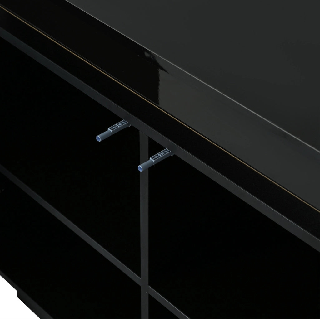 Madia LED 140x35x72,5 cm con 2 ante e 3 cassetti, nero HAVRYA