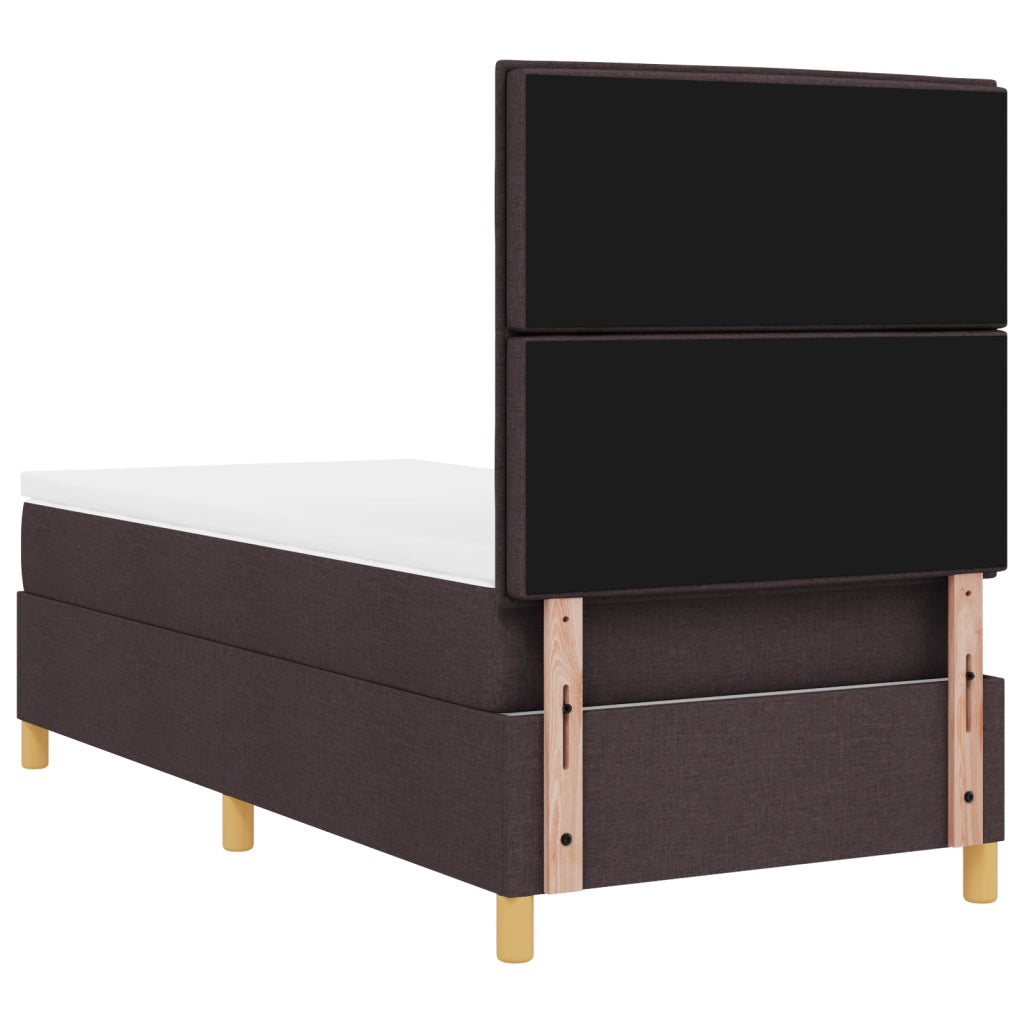 Letto a molle con materasso & LED Marrone scuro 90x200 cm Tessuto