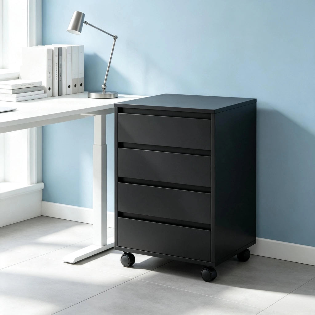CASSETTIERA DA UFFICIO CON 4 CASSETTI 46x40x65 cm Nera