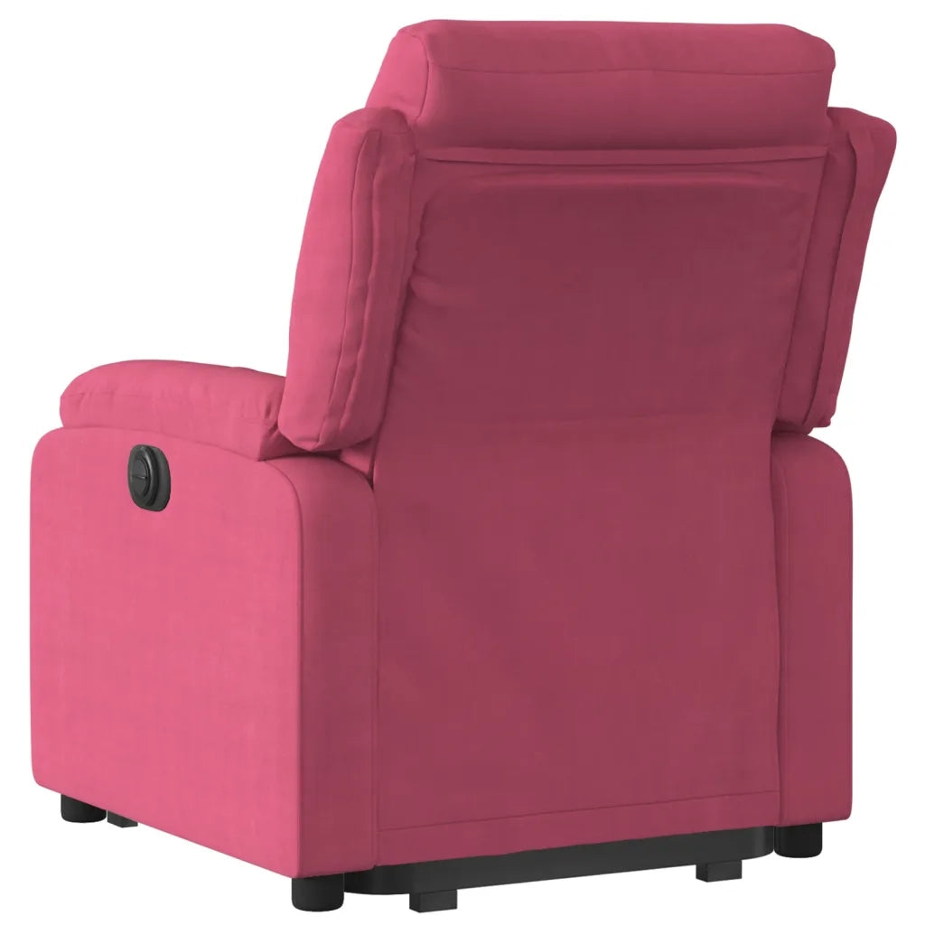 Poltrona Alzapersona Reclinabile Elettrica Rosso Vino Velluto 3205119