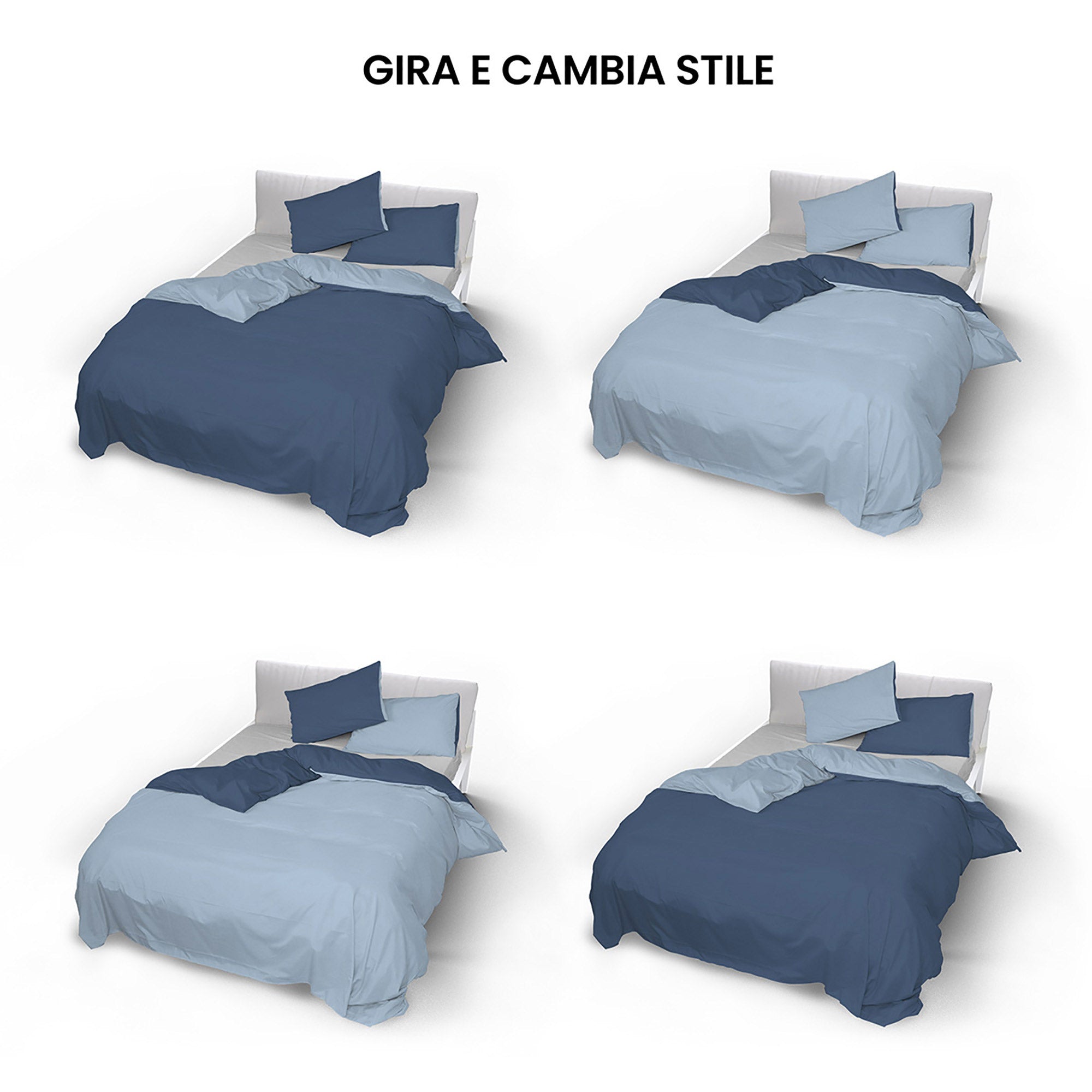 Copripiumino Singolo con Sacco e Federe Doubleface Avio/Azzurro