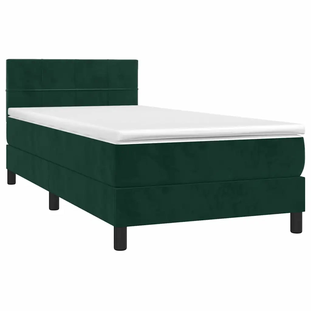 vidaXL Giroletto a Molle con Materasso Verde Scuro 100x200 cm Velluto