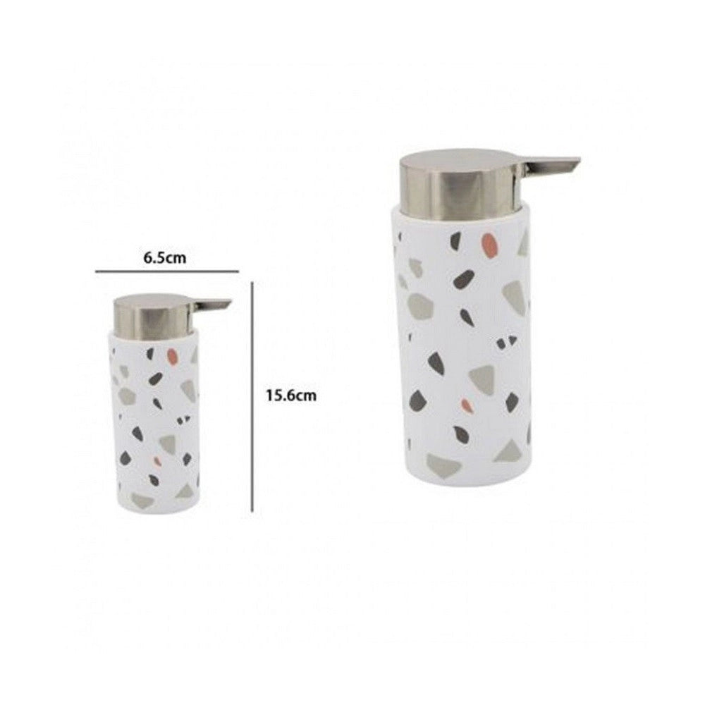 Trade Shop - Dispenser Portasapone Cilindrico Graniglia Bianco Multicolore In Plastica 69839 -