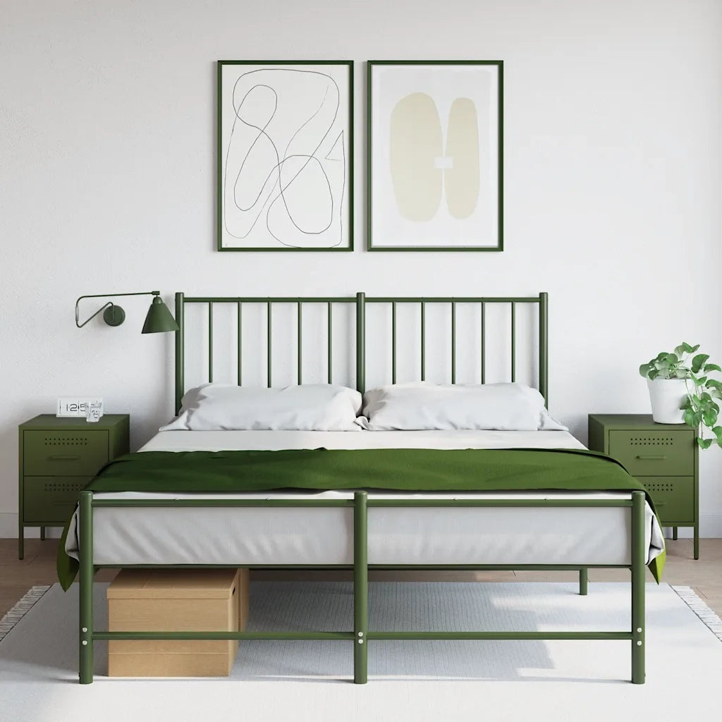 Comodini 2 pz-Set di 2 Tavolino da notte Verde Oliva 36x39x50,5 cm in Acciaio 321476