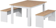 Set di panche ad angolo Sentio, Rovere bianco/dorato, 137.6 x 92.8 cm con 2 panche, per un utilizzo salvaspazio in sala da pranzo e cucina