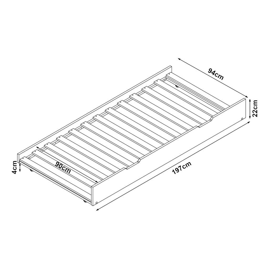 Cassettone Sottoletto Estraibile Ydre Letto Secondario con Rotelle Legno Bianco [en.casa]