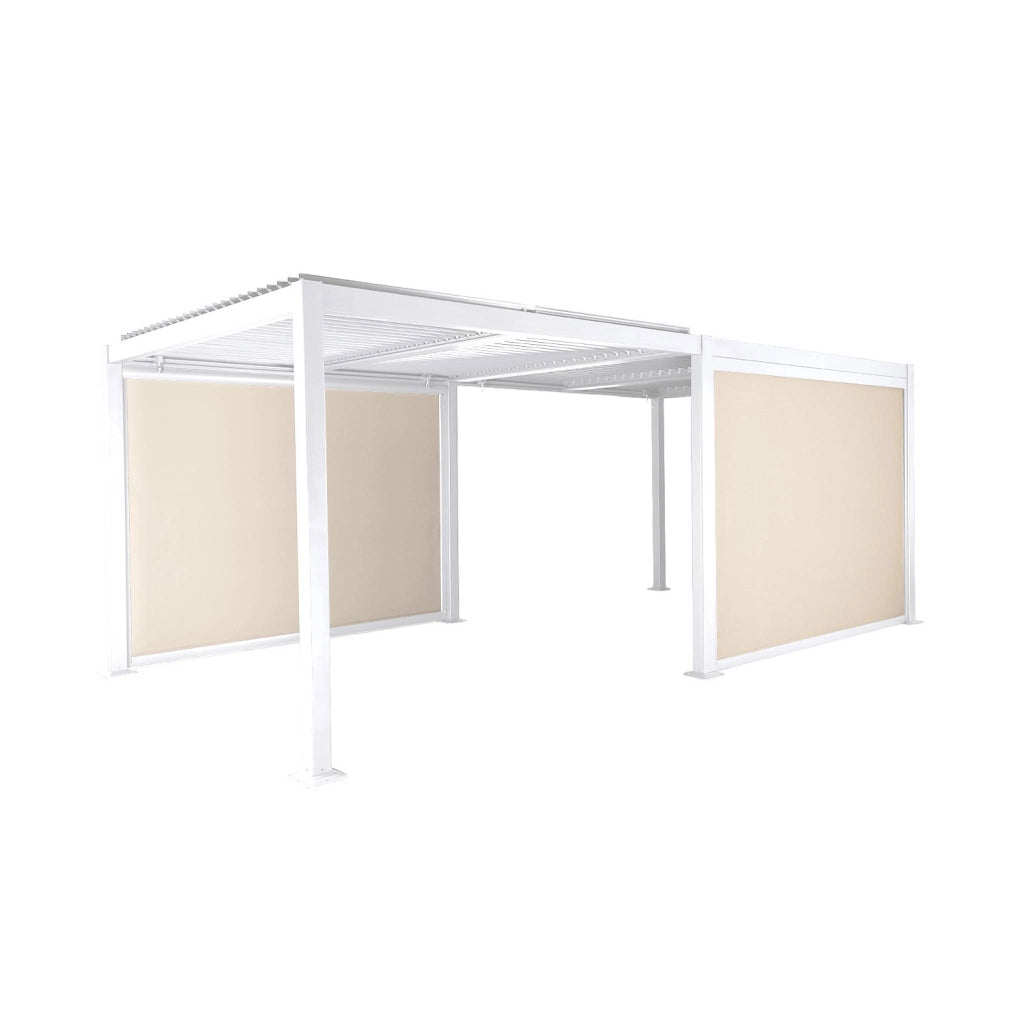 Pergola bioclimatica 3x6m + 2 tende 3m, bianco