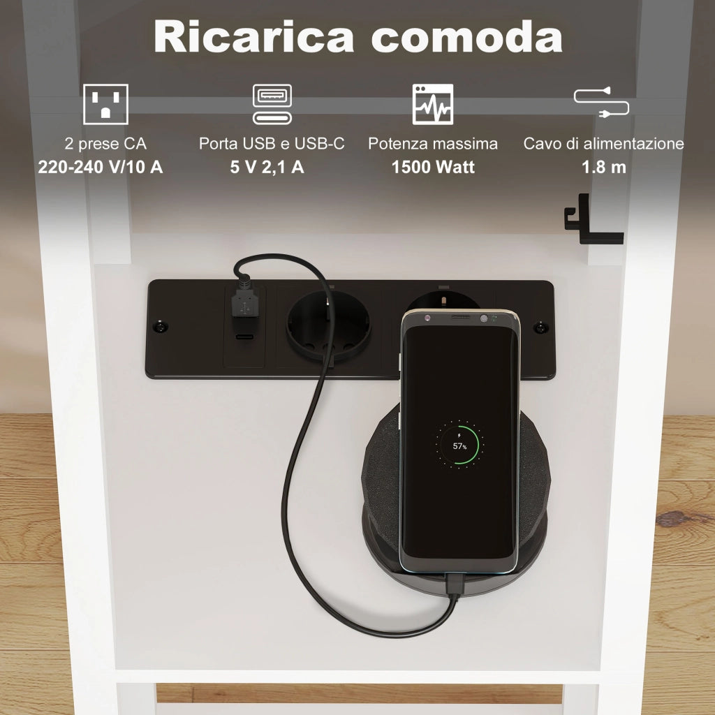 Lampada da Terra con Ripiani e Porte USB ¨C Minimal ¨C Bianco