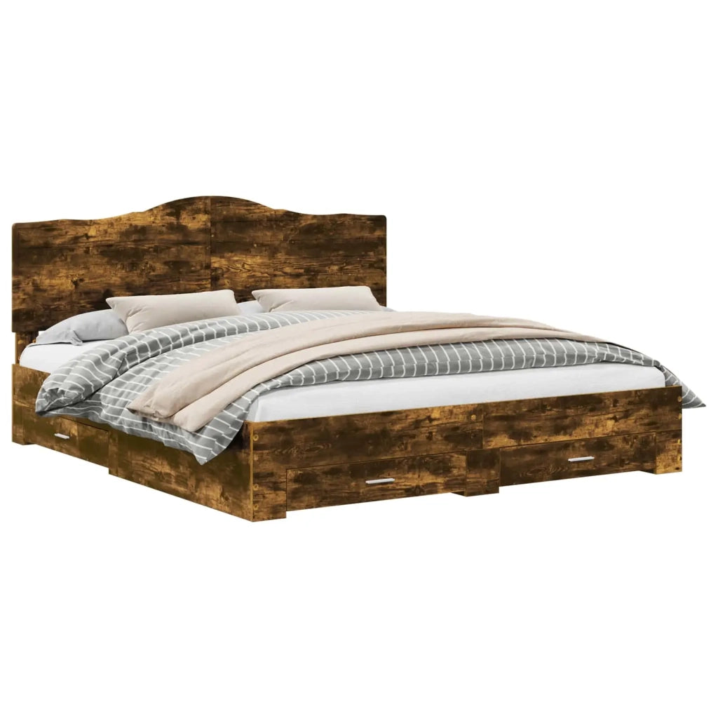 Struttura del letto Rovere fumé 200 x 200 cm Legno multistrato 3413566