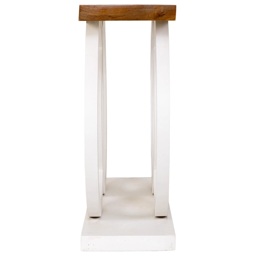Tavolino da ingresso in legno bianco artigianale 120x30x75h cm