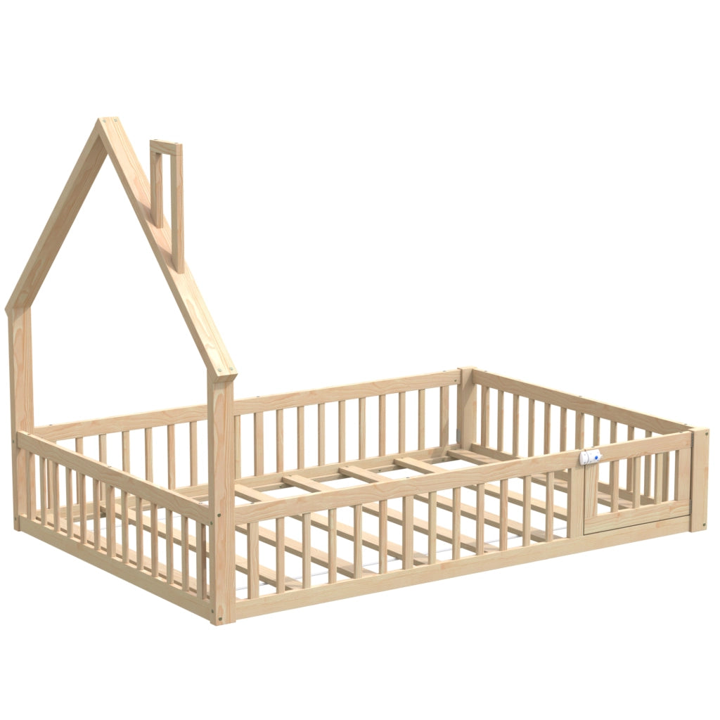 letto per bambini in pino naturale 140 x 190 cm