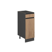 Mobiletto base per cucina R-Line Rovere dorato/Antracite 30 cm Forma a J, senza piano di lavoro Vicco