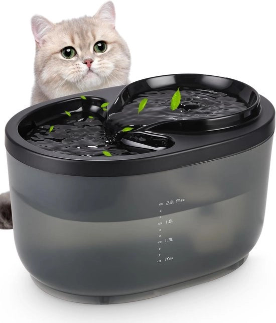 Fonte per gatti ad alta efficienza, silenzioso, 2,5 litri, con pompa energetica risparmiatrice, impermeabile, BPA-free, facile da pulire, per gatti