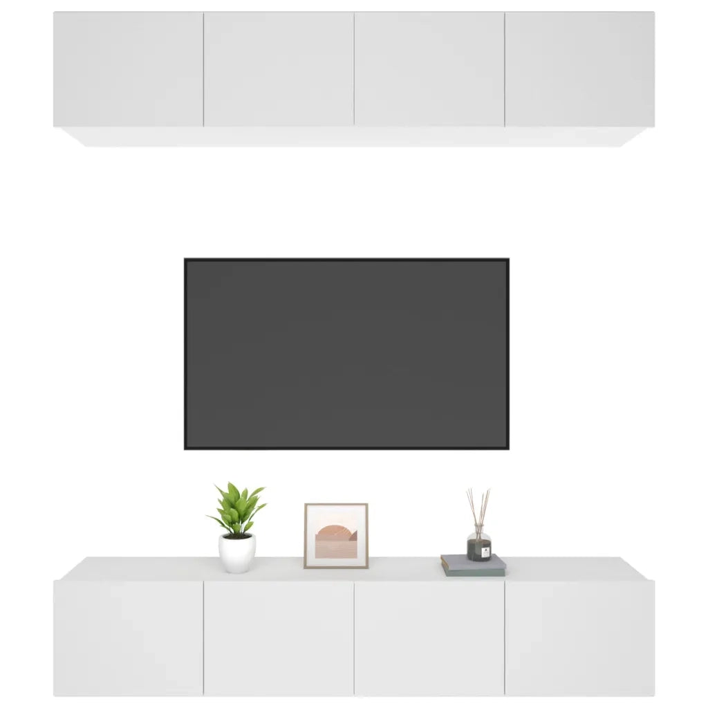 Mobili TV 4 pz Bianchi 80x30x30 cm in Legno Multistrato 3114182