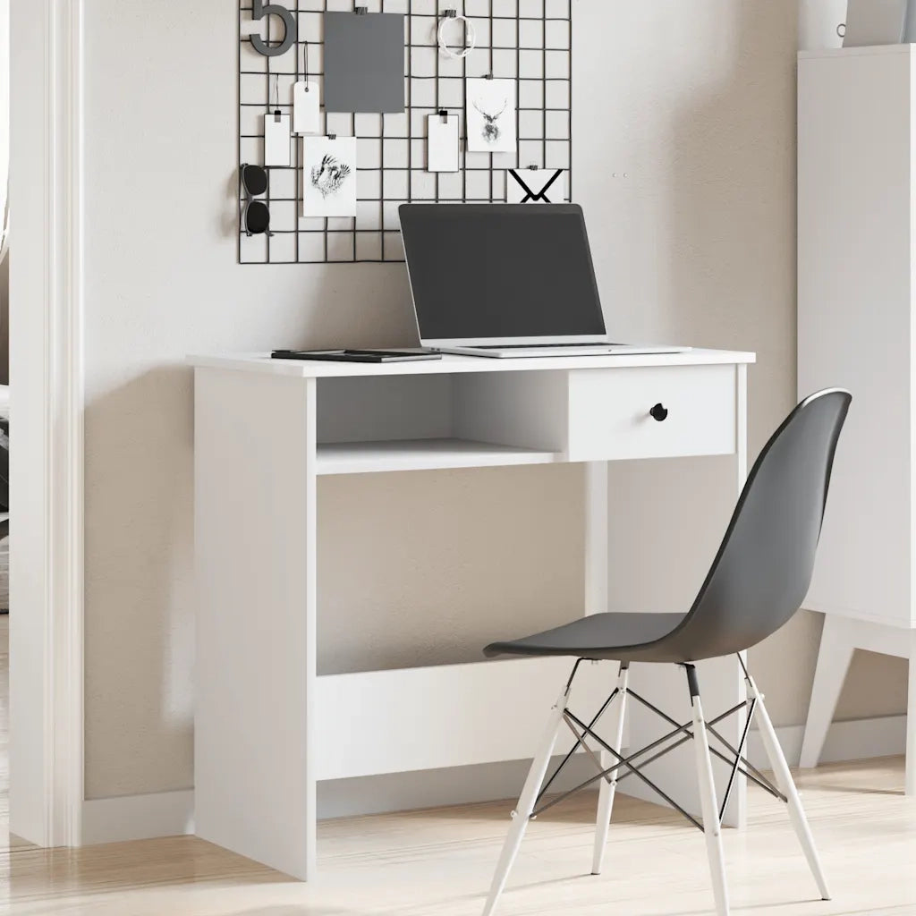 Scrivania Bianca 80x40x75 cm in Legno Multistrato 860472