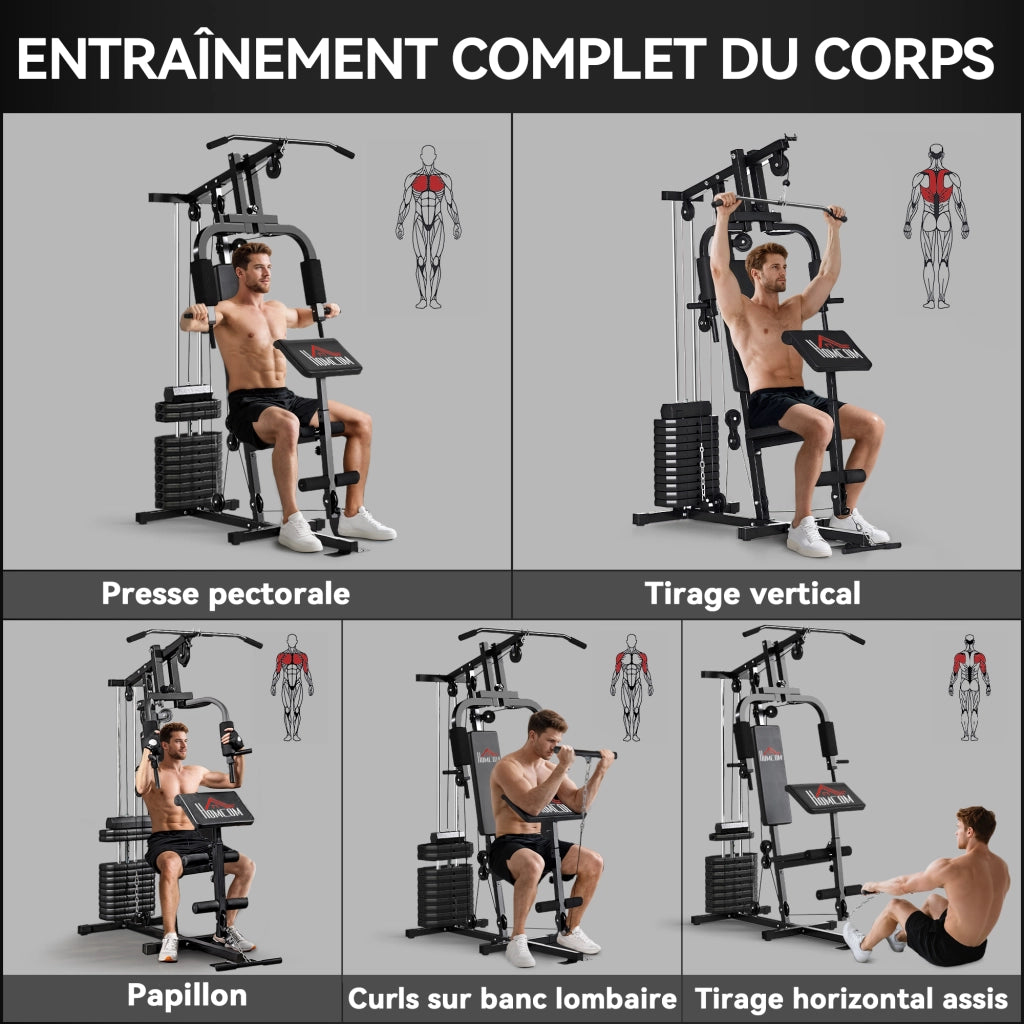 Attrezzatura Palestra Multifunzione con Stack 65 kg ¨C zephmum ¨C Nero