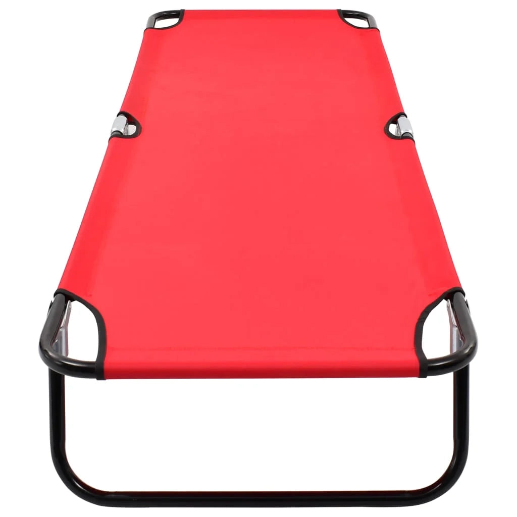 Letto pieghevole da campeggio mobile da esterno 190 cm pieghevole acciaio rosso 02_0012884
