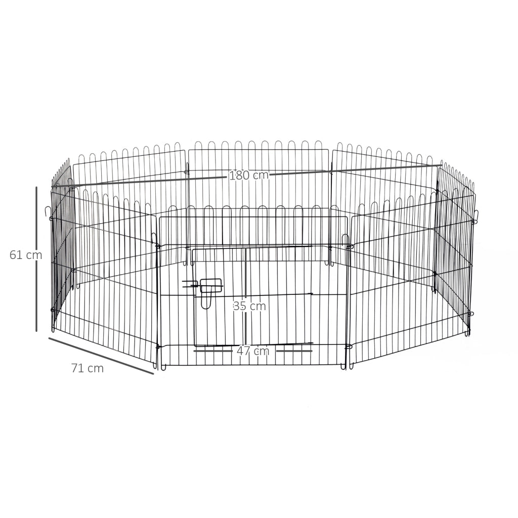 Recinto per Cani con Porta ¨C 8 Pannelli Pieghevoli ¨C Zephmum ¨C Nero 71x61 cm
