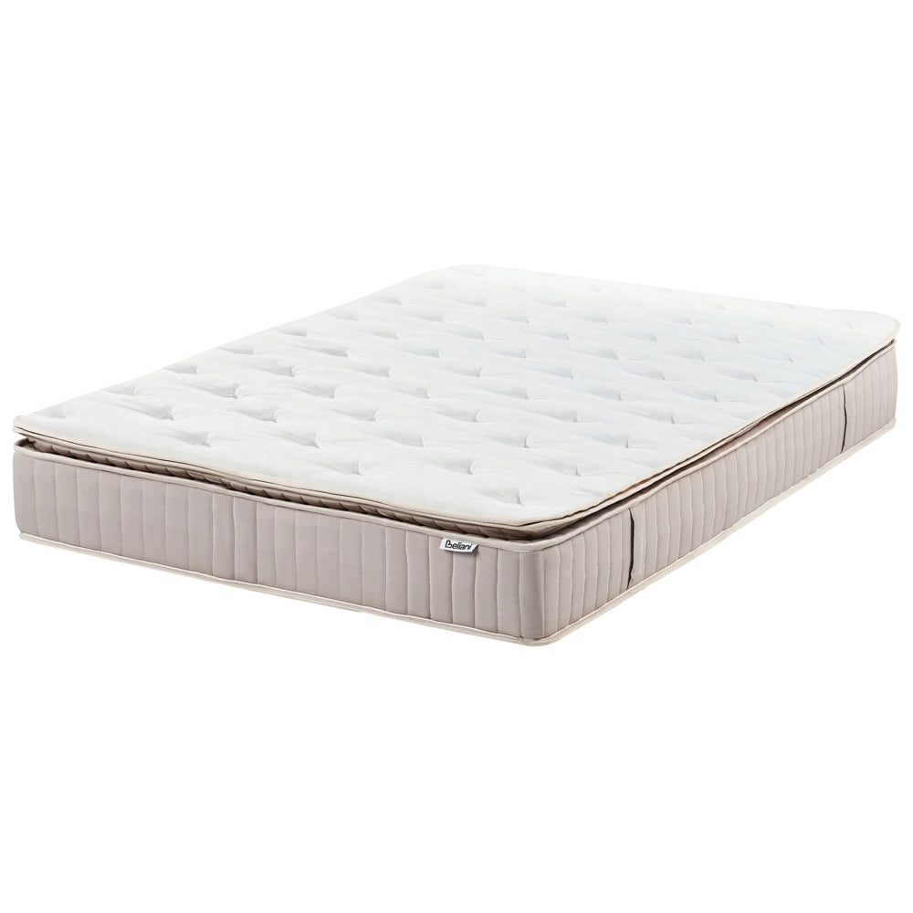 Materasso a molle insacchettate e lattice bianco e beige 120 x 200 cm ad alta durezza con rivestimento in poliestere sfoderabile con cerniera accessori per la camera da letto