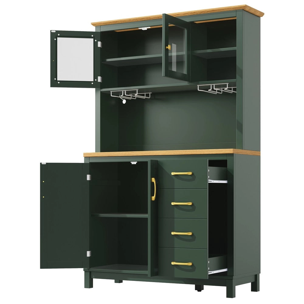 Credenza Buffet con LED ¨C Xylo ¨C Verde/Nero/Bianco, 4 Ante, 105.5x40x180cm
