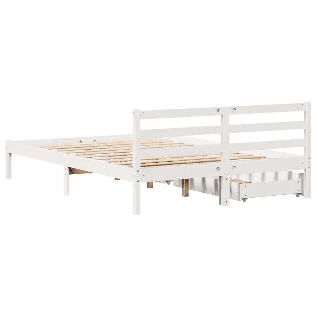 Letto senza Materasso Bianco 135x190 cm Legno Massello di Pino