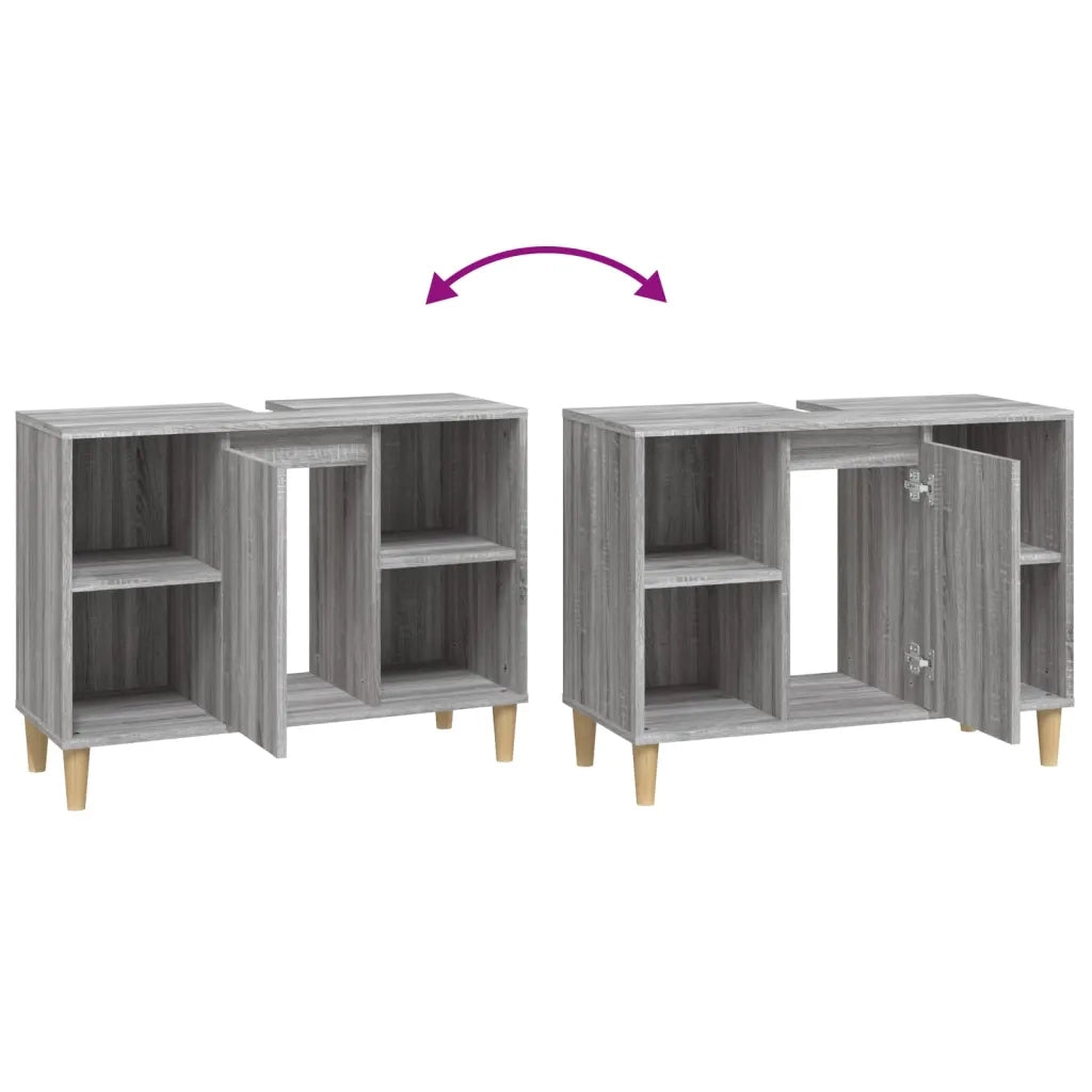 Mobile Lavabo Grigio Sonoma 80x33x60 cm in Legno Multistrato 821290