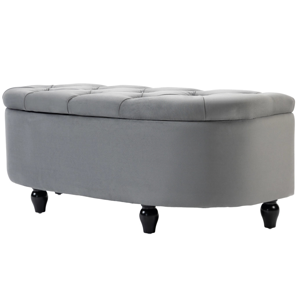 Panca contenitore imbottita con coperchio soft-close ¨C Xylo ¨C velluto grigio scuro 120x46x42cm