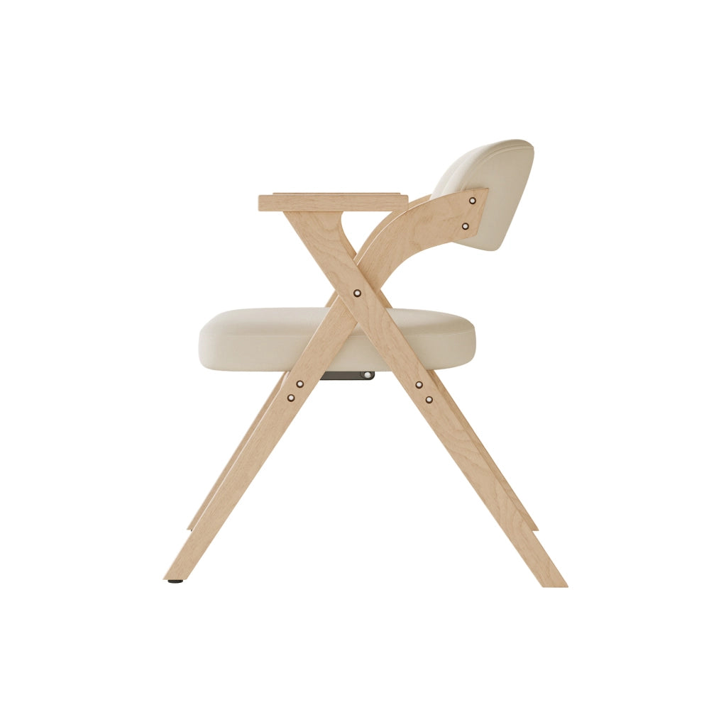 Set di 2 sedie da pranzo pieghevoli con braccioli; legno massello; lino beige