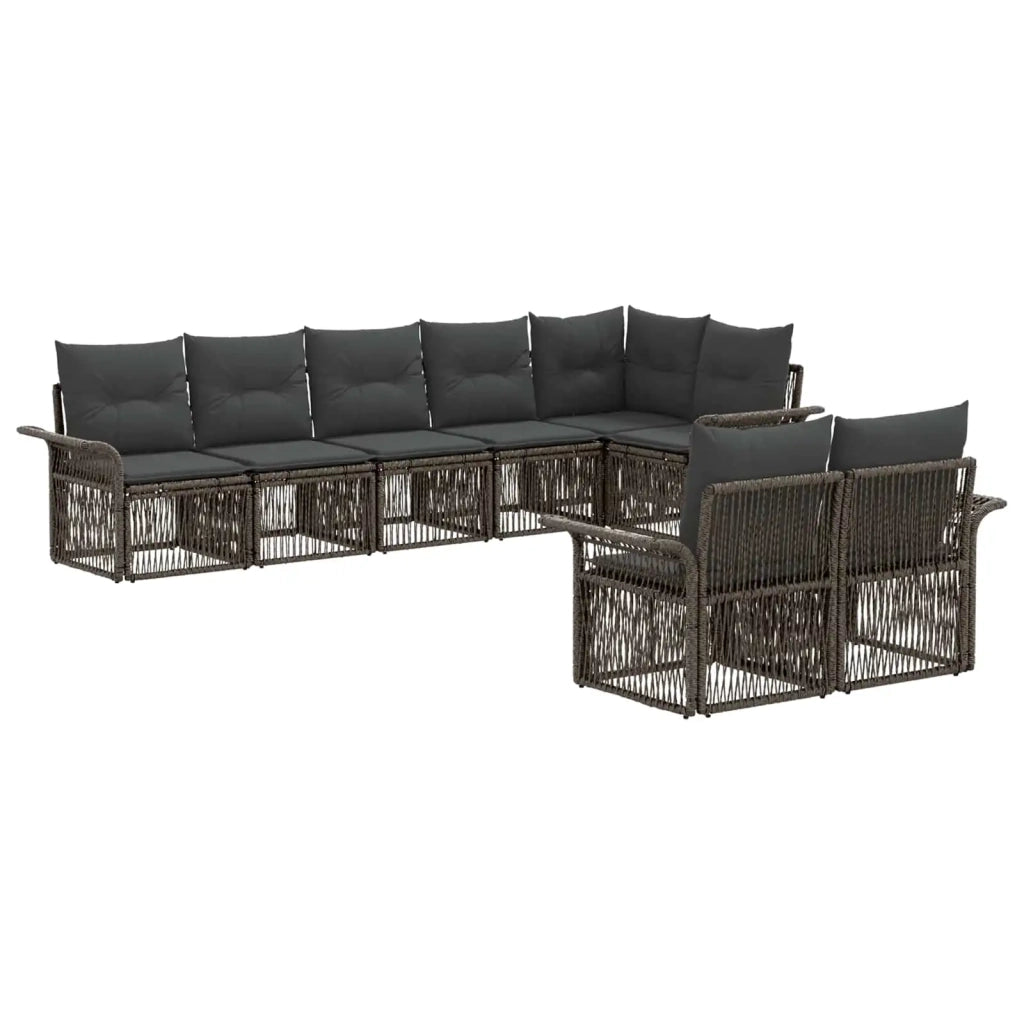 Set Divano da Giardino 8 pcs Grigio polyrattan 3434891
