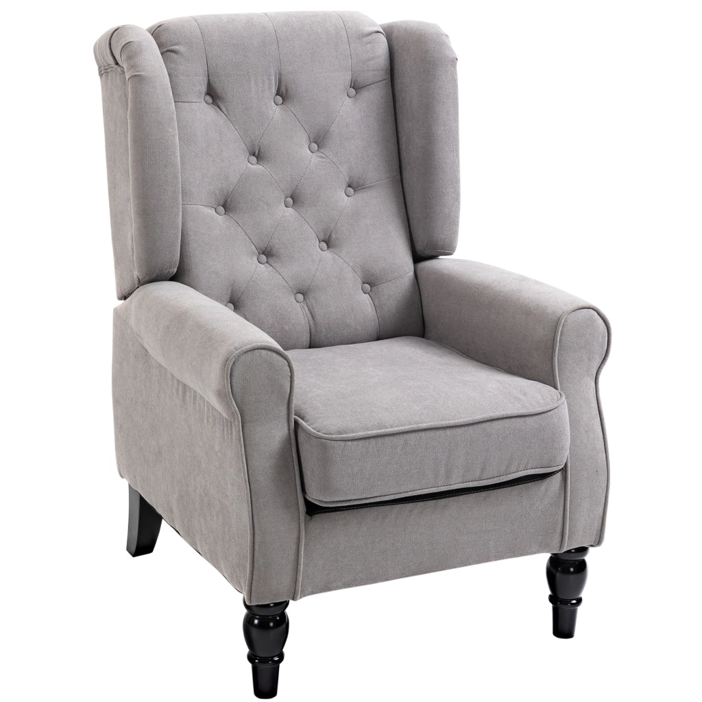 Poltrona Relax con Cuscini e Poggiapiedi ¨C Minimal ¨C Grigio, Tessuto, Legno