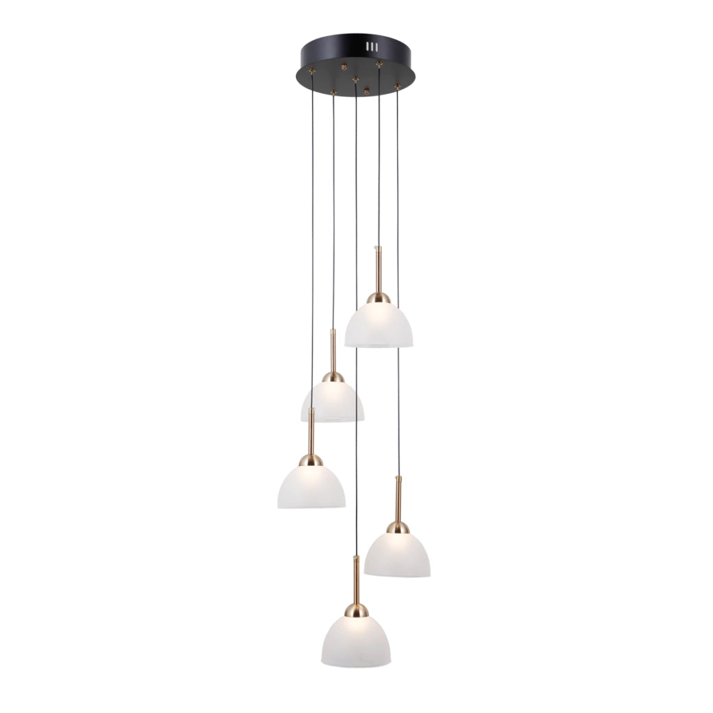 Lampadario MONTIELA tondo nero-oro cupole satinate LED 25W Italux