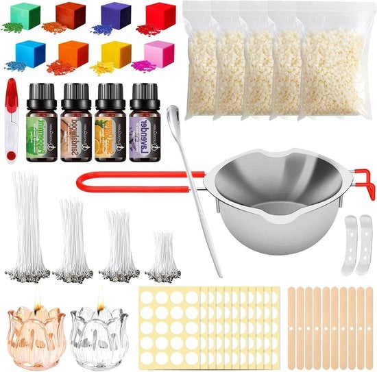 Kit per creare candele - Incluso pennello per candele soffice, catrame per candele e contenitore per fusione - Spatola e altri accessori per principianti