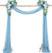 Slenderata da cerimonia, tenda da matrimonio con nastri, chiffon drappeggiato per decorazione di fondo, tenda da festa di seta - blu - 75*600cm