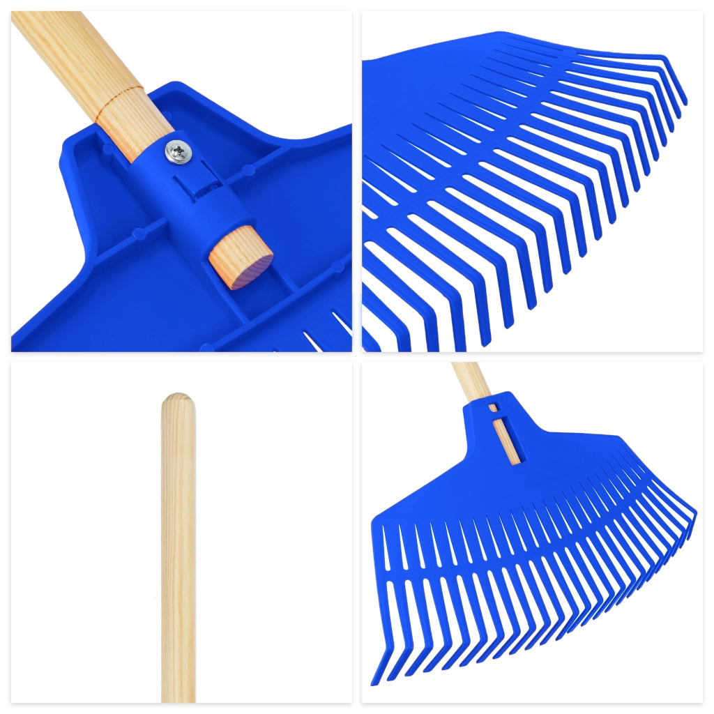 Rastrello per foglie KADAX con manico in legno, 166 cm, universale, per giardino e prato.