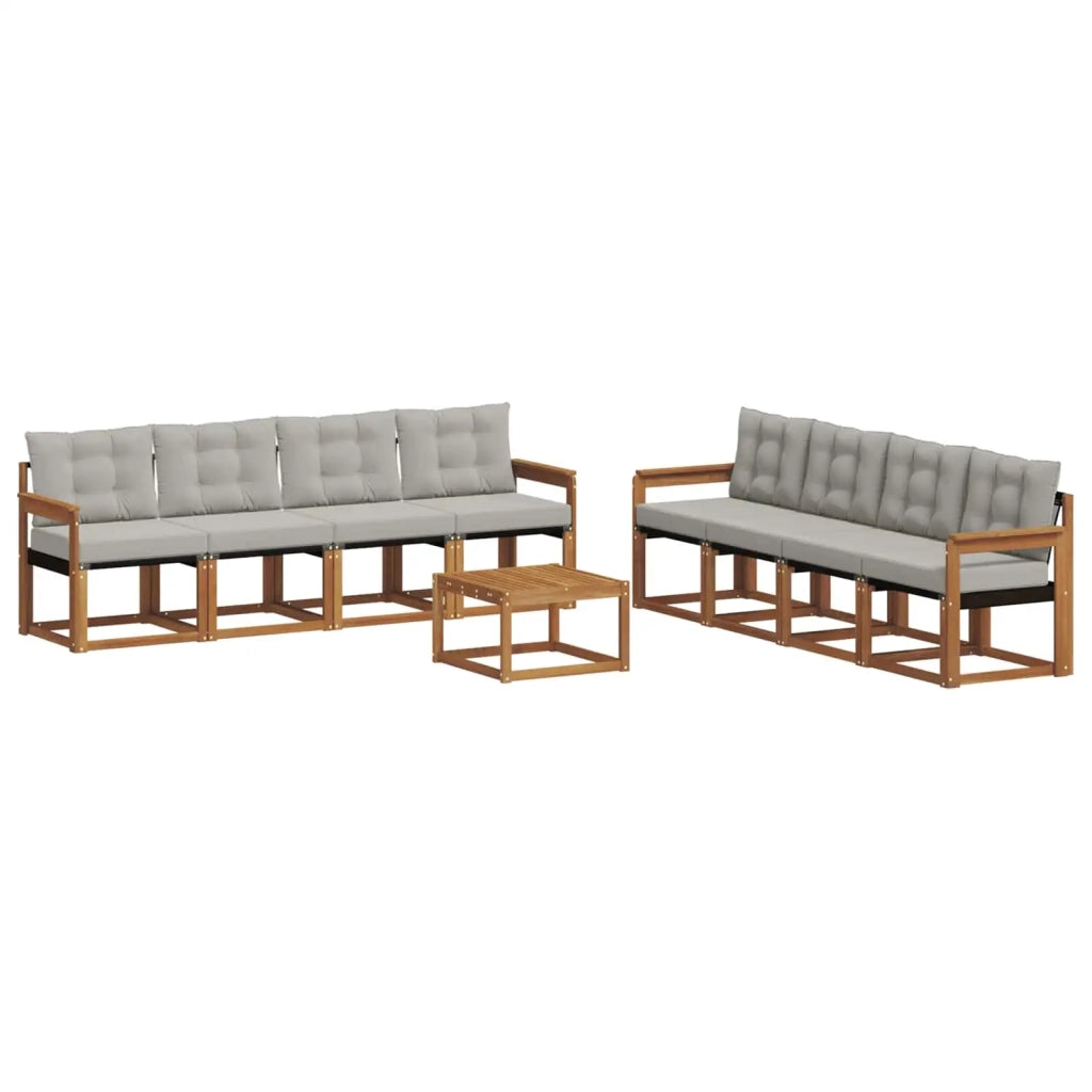 Set di divani da esterno 9 pcs Grigio Naturale e Chiaro
