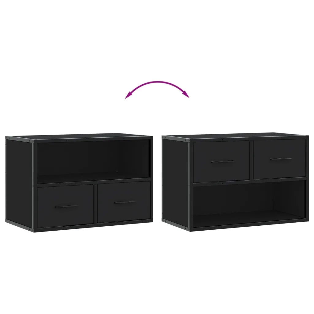 Mobile Porta TV Nero 60x31x39,5cm in Truciolato e Metallo 848909