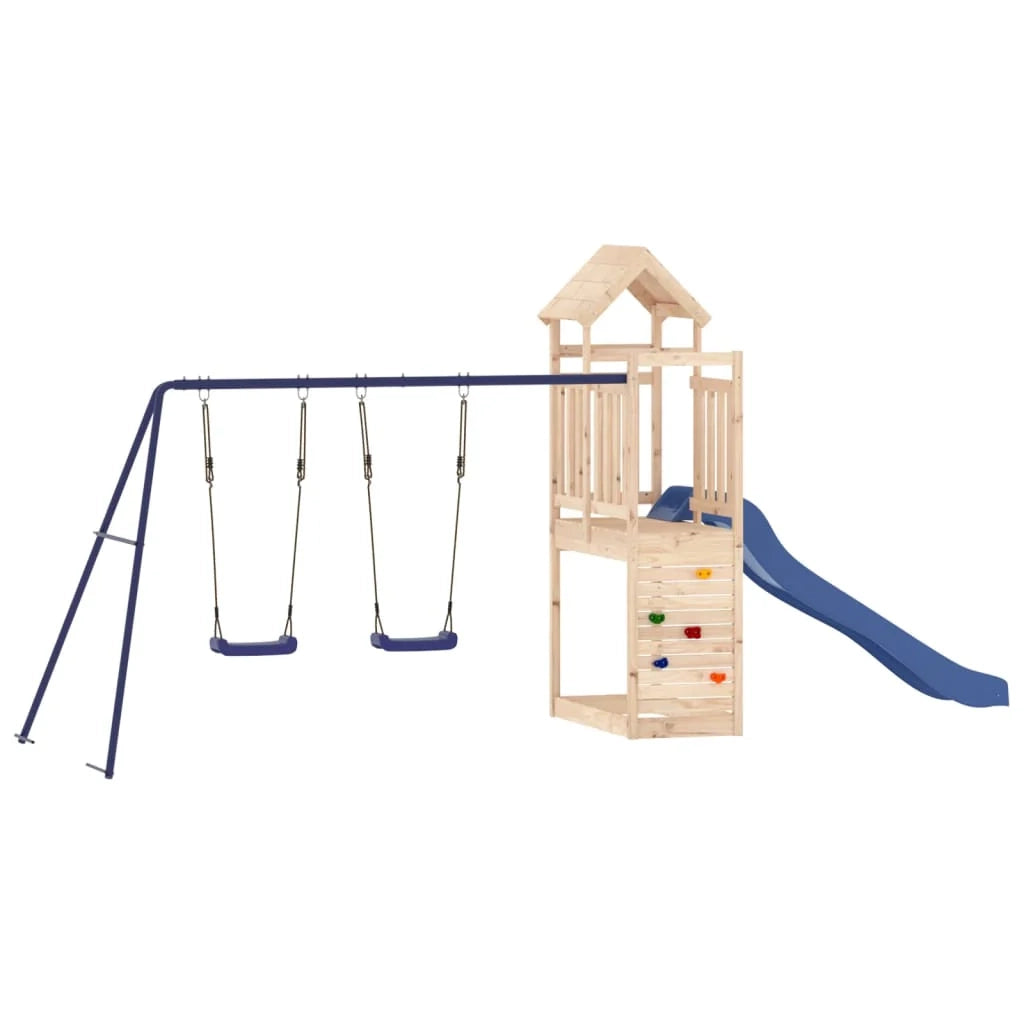 Altalene per parco giochi all'aperto scivolo altalene robuste giochi da giardino 495 x 186 x 214 cm legno di pino massiccio 02_0004720