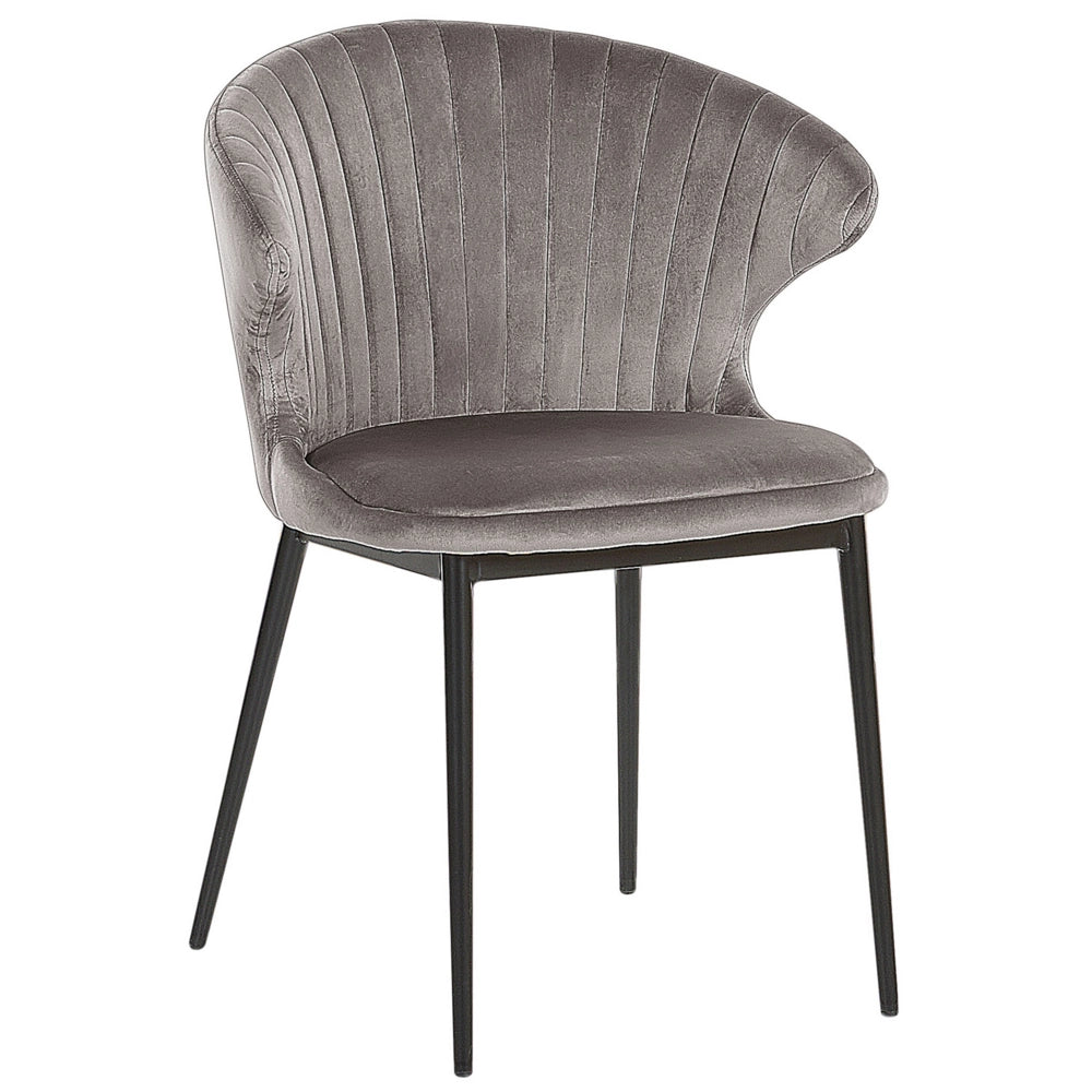 Set di 2 sedie da pranzo con rivestimento in velluto grigio e gambe nere retrò industriale