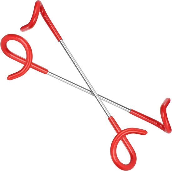 Due supporti per lanterne per campeggio e giardino, ganci per lanterne, ganci per stanghe di tenda, attacco per lampada da tenda, attacco da parete (2 pezzi, rosso + argentato)