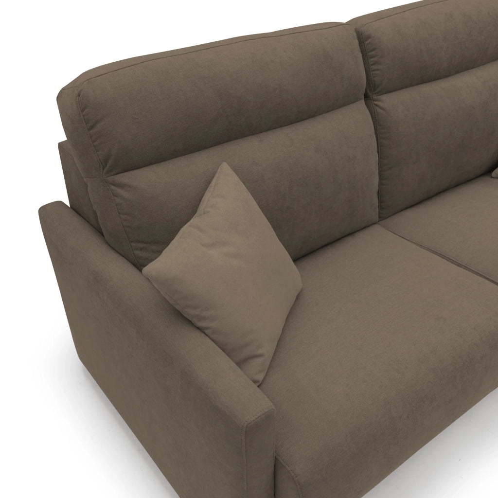 Margot Divano letto matrimoniale con schienale morbido alto in tessuto T02 176 cm (mat. 140x197) marrone